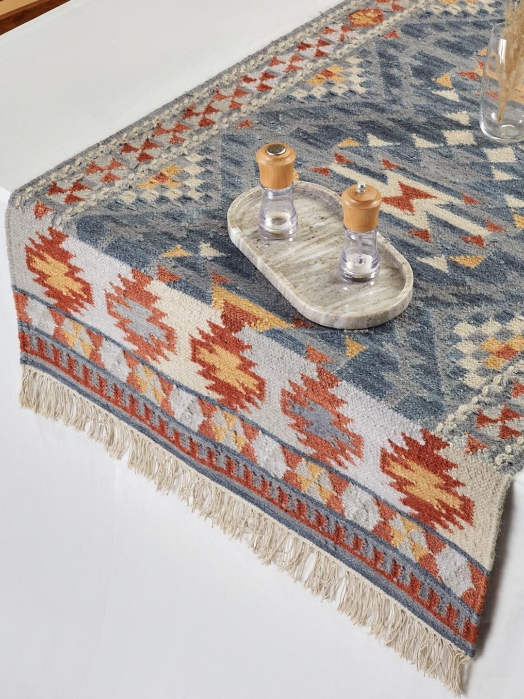 

Fabindia Grey Printed Table Runners