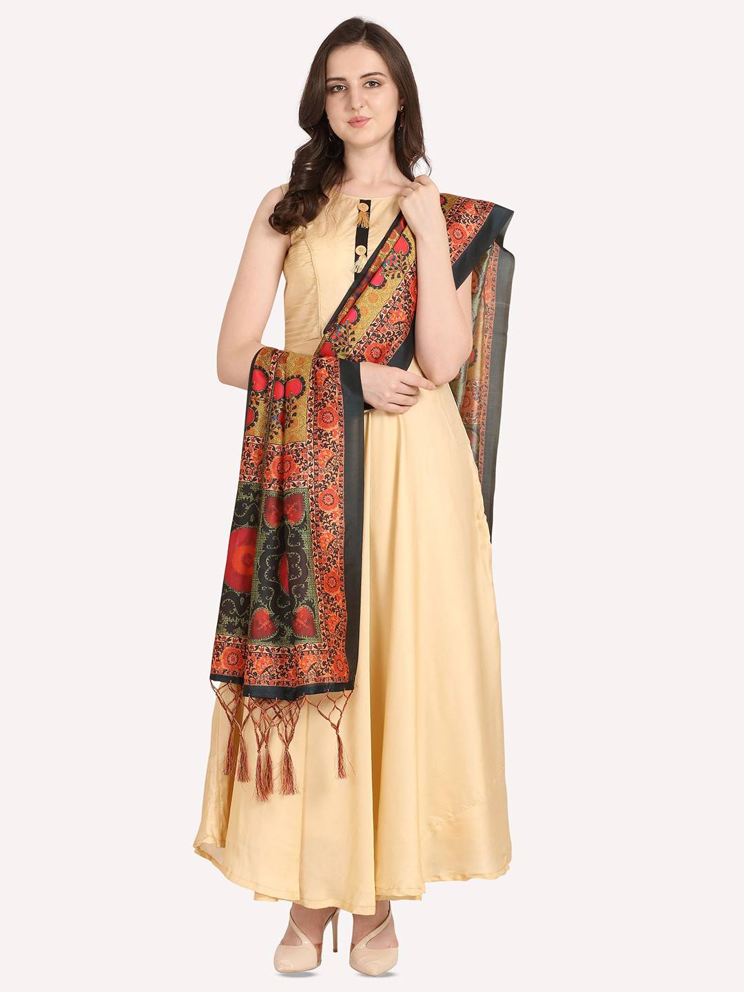 

Kaizen TEXO FAB Ethnic Motifs Printed Assam Silk Dupatta, Green