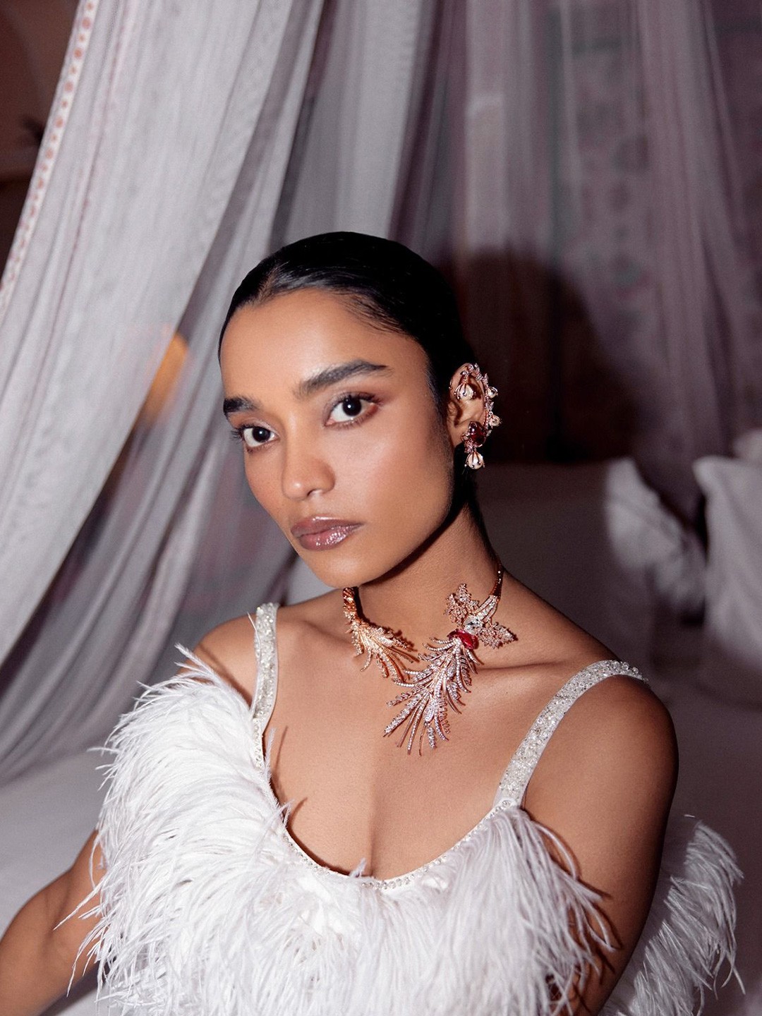 

Outhouse Rose Gold-Plated Stone-Studded Necklace