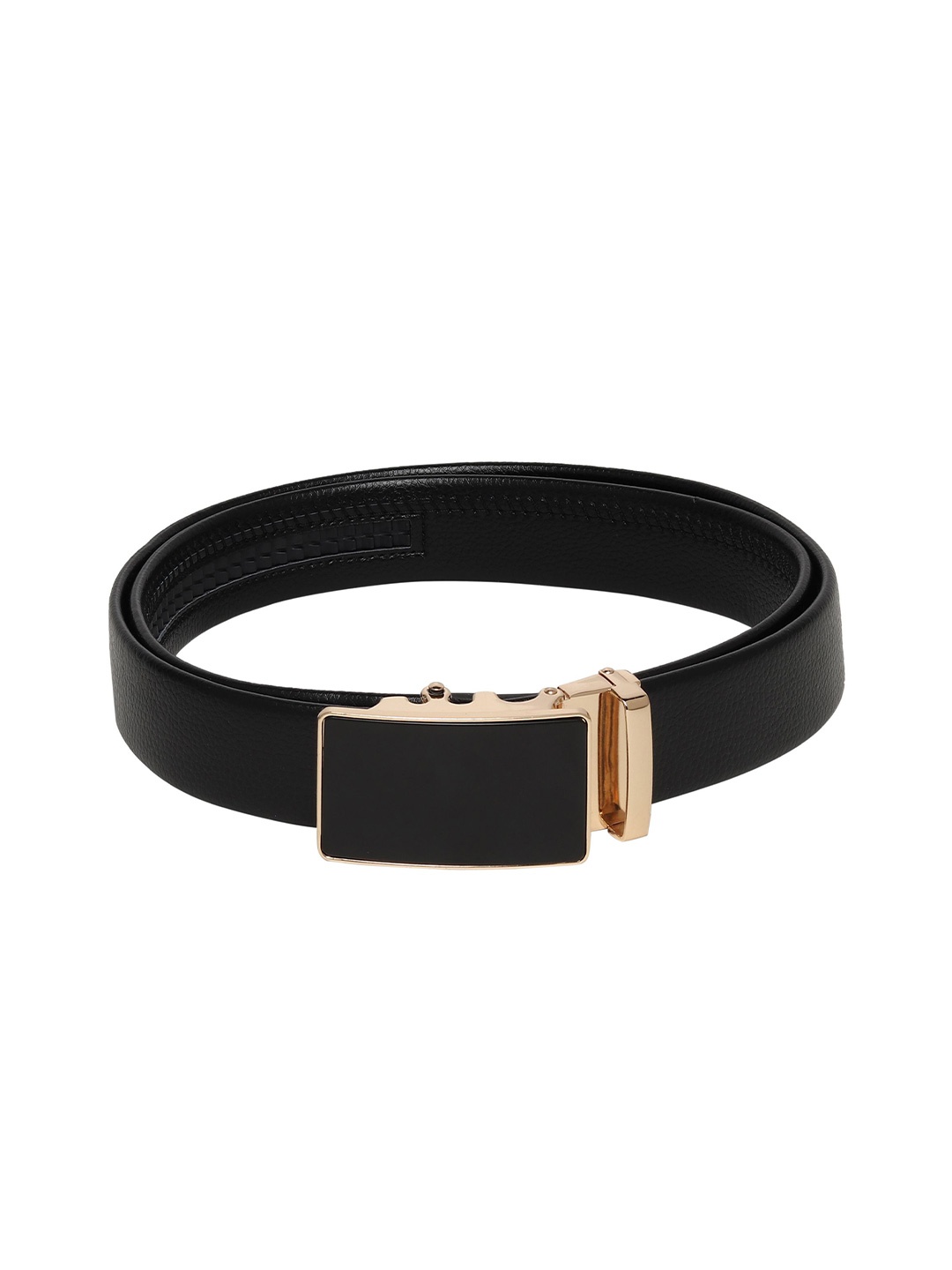 

WINSOME DEAL Men Textured Slider Buckle Closure Formal Belt, Black