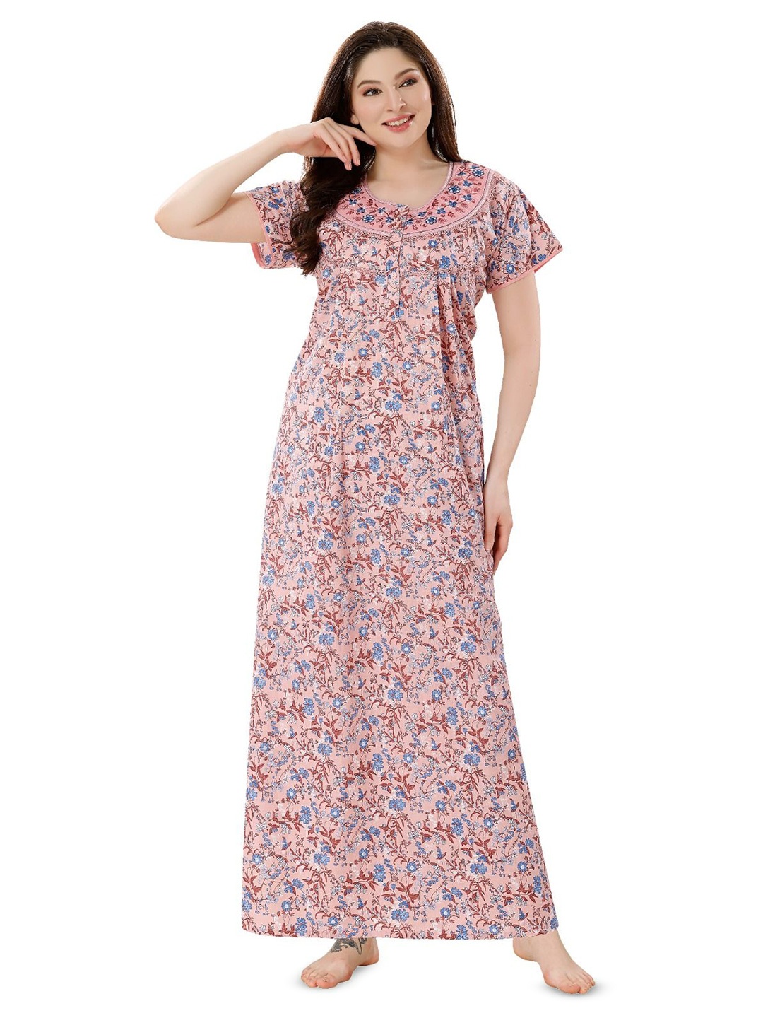 

Soulemo Printed Everyday Maxi Nightdress, Peach