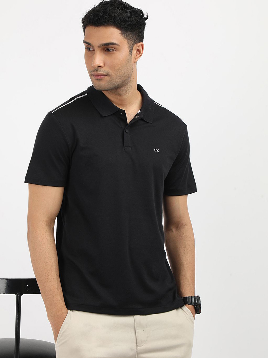 

Calvin Klein Jeans Men Polo Collar Pockets T-shirt, Black