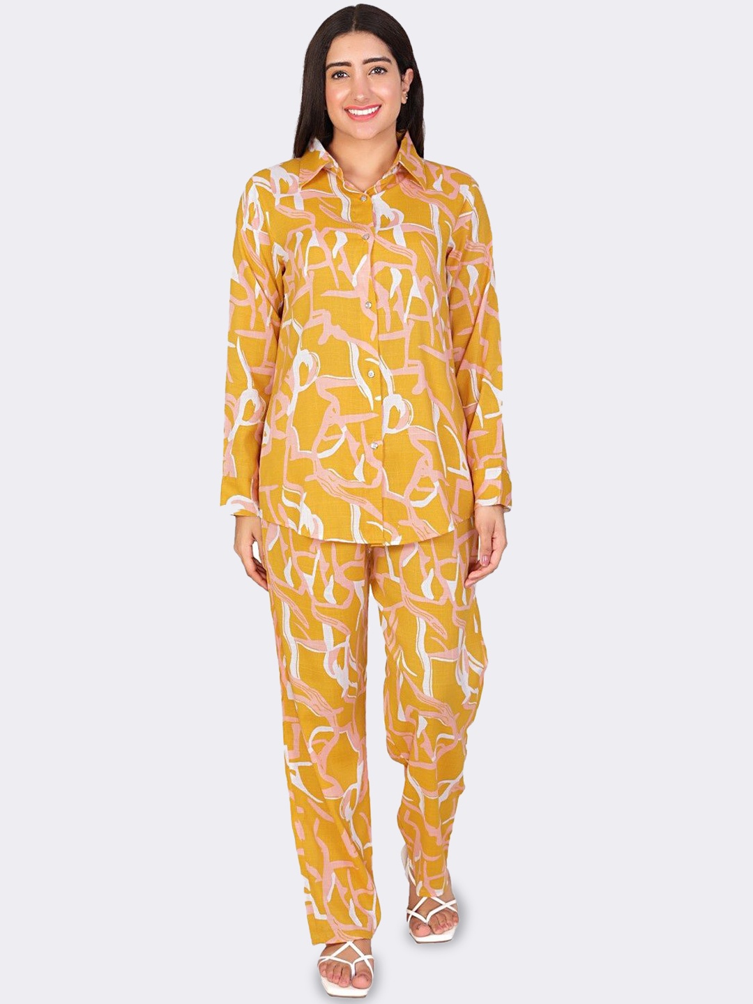 

BAESD Printed Shirt With Trousers, Yellow