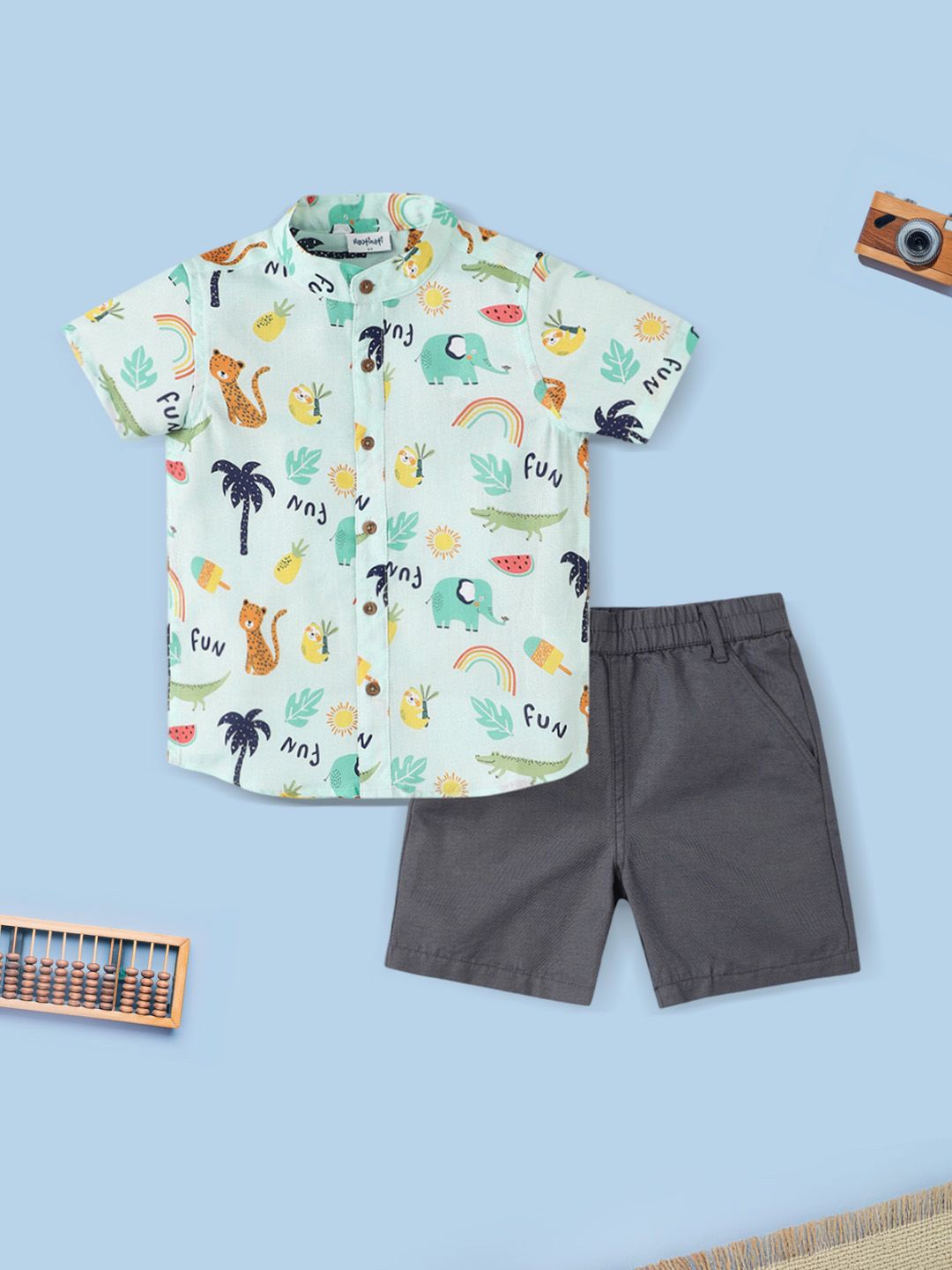 

Nauti Nati Boys Printed Shirt with Shorts, Blue