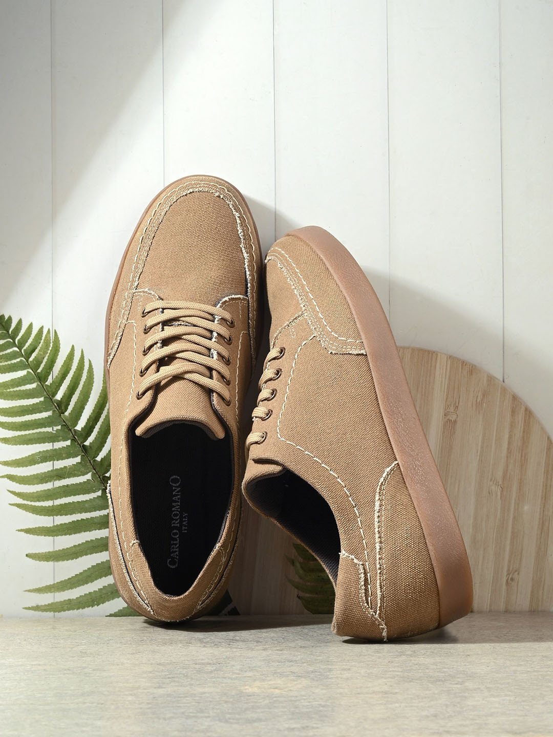 

CARLO ROMANO Men Lace-Ups Round Toe Lightweight Derbys, Beige