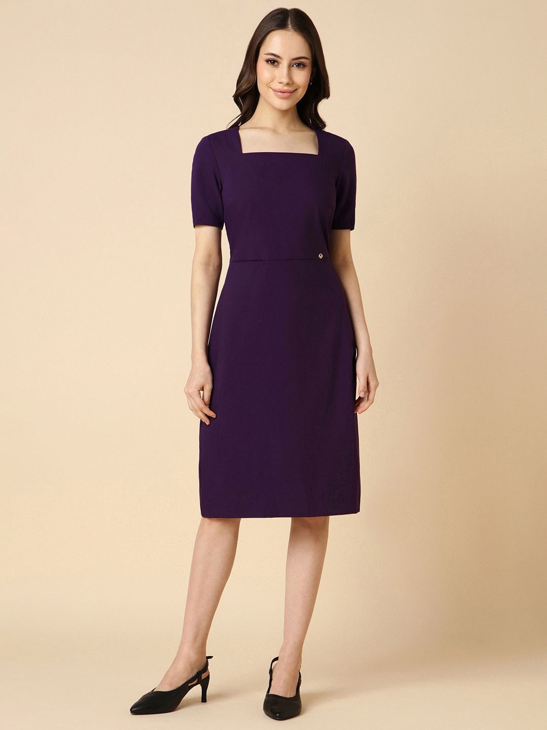 

Allen Solly Woman Square Neck Sheath Formal Dress, Purple