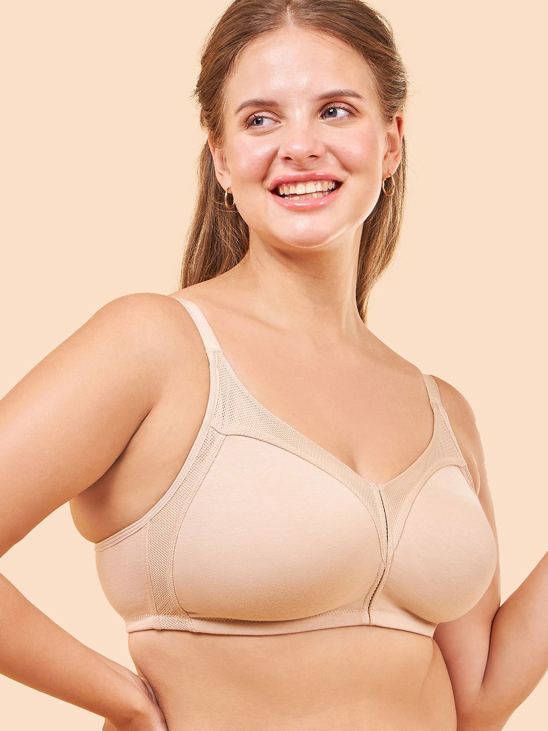 

Enamor Fab-Cool M-Frame Full Support Stretch Cotton Bra Ab75, Nude
