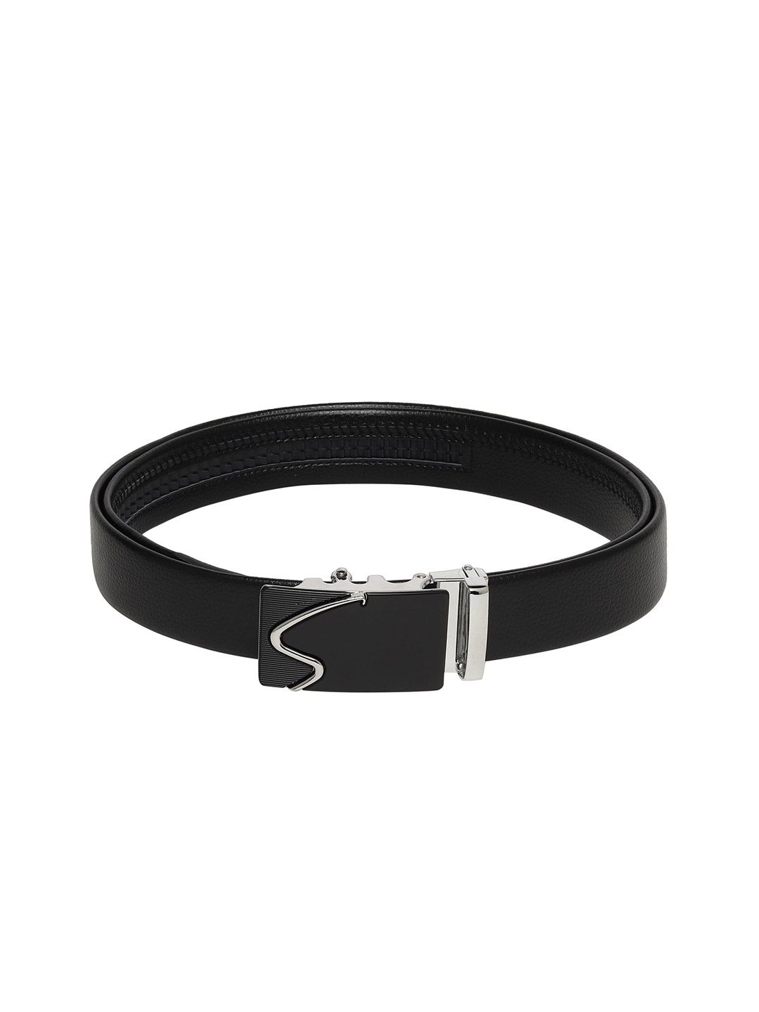 

WINSOME DEAL Men Textured Slider Buckle Closure Formal Belt, Black