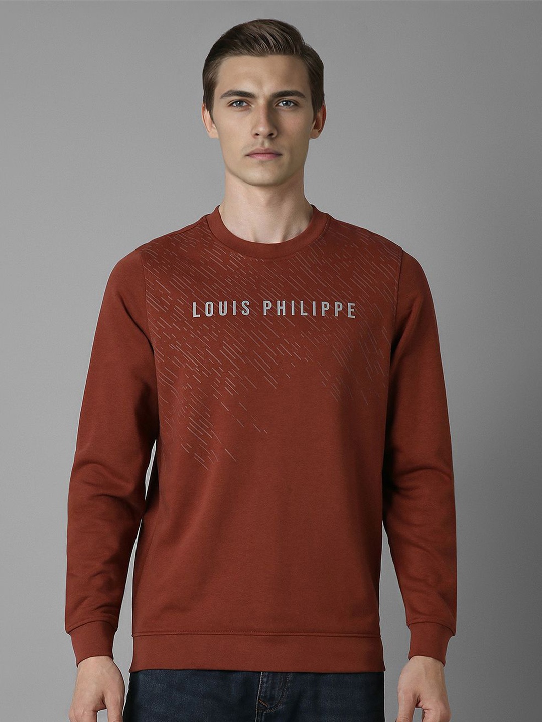 

Louis Philippe Sport Men Typography Printed Sweatshirt, Brown