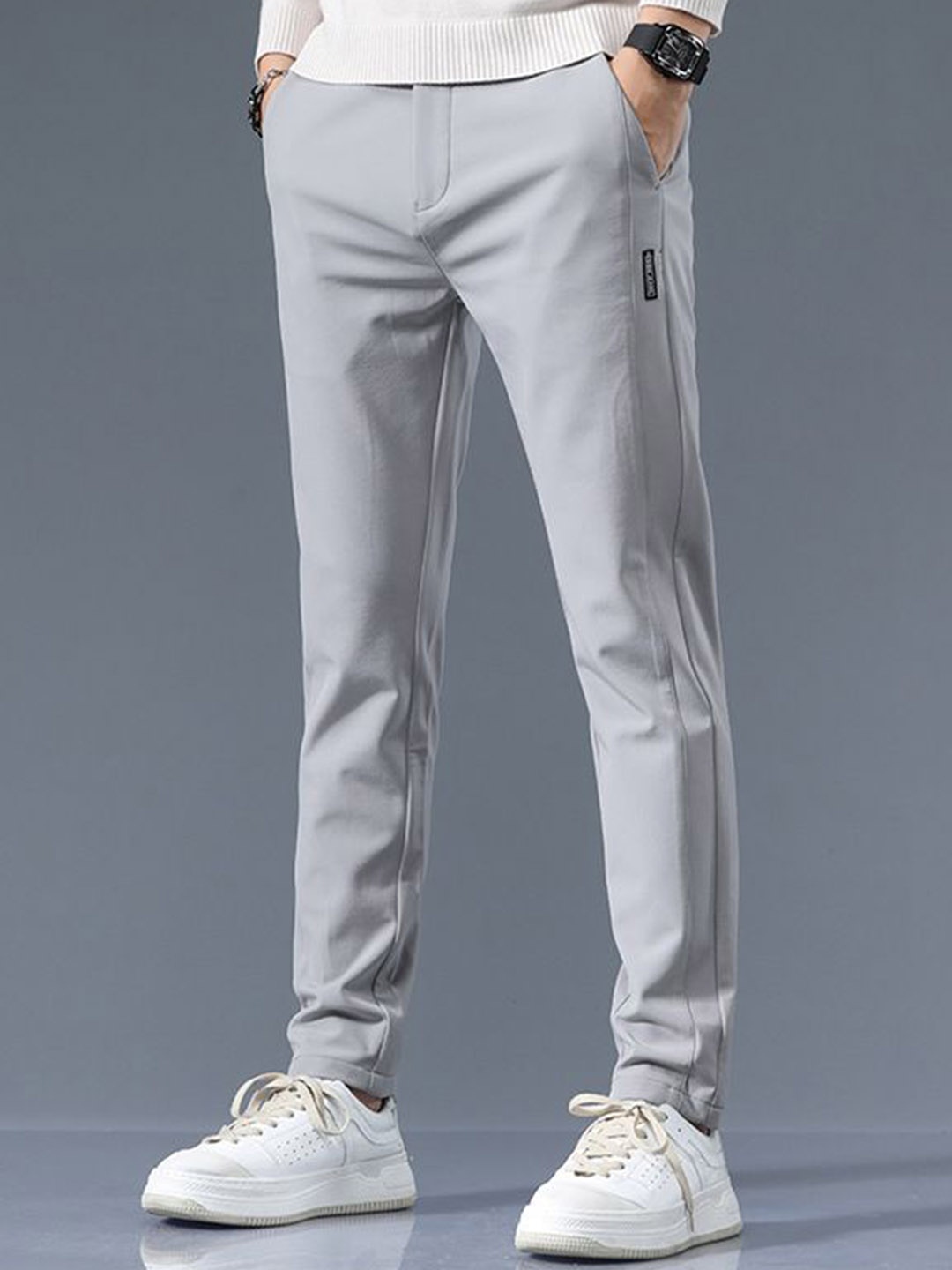 

StyleCast Men Slim Fit Chinos Trousers, Grey
