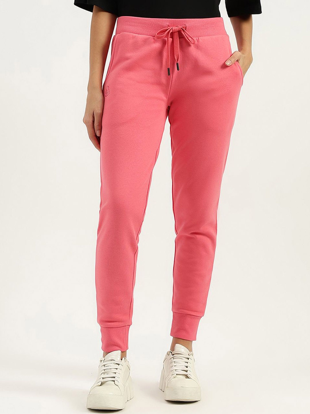 

United Colors of Benetton Women Mid-Rise Narrow-Fit Joggers, Pink