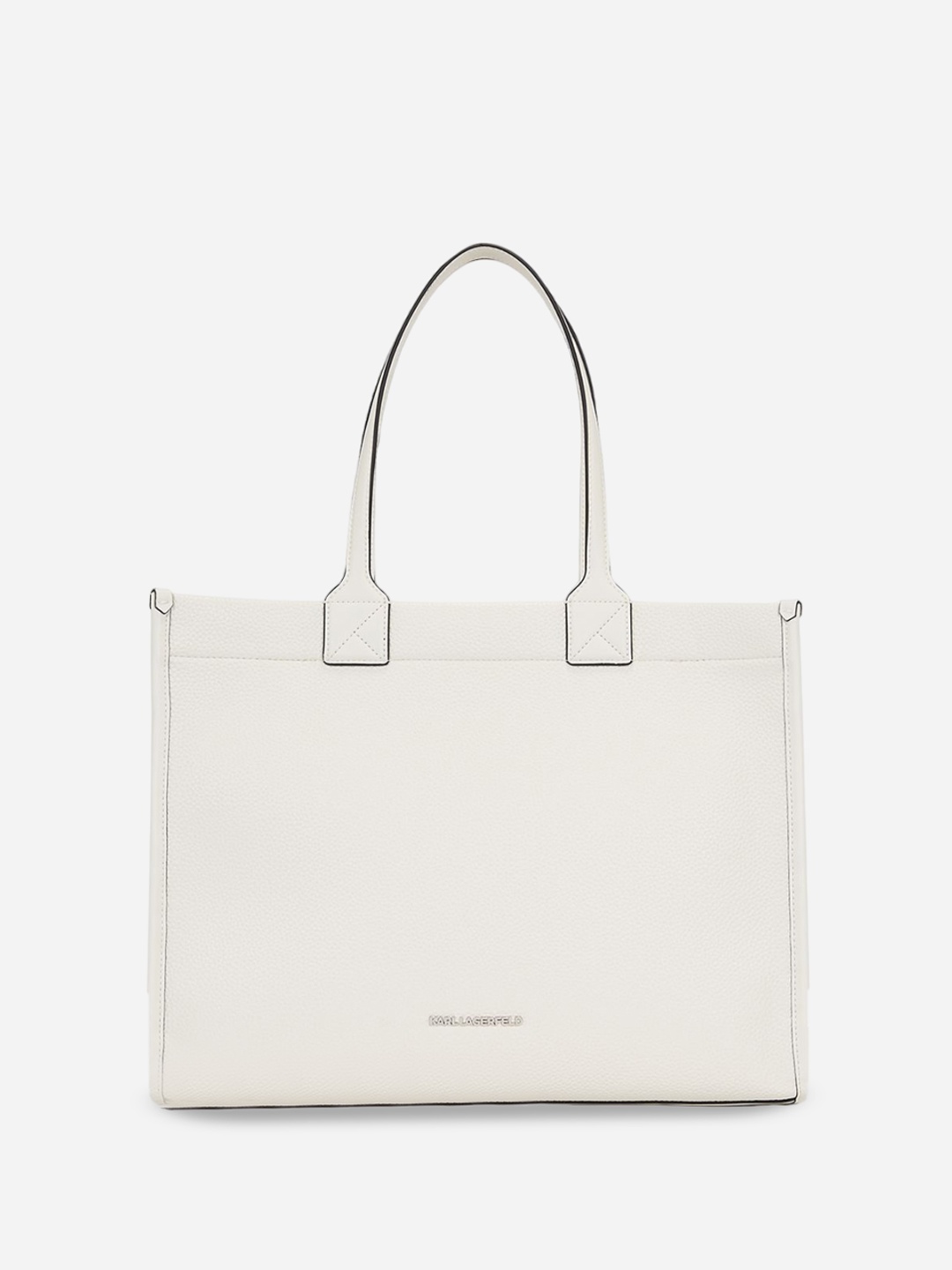 

Karl Lagerfeld Structured Handheld Bag with Cut Work, White