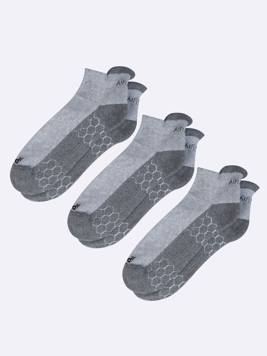 

AIR GARB Pack Of 3 Colourblocked Ankle Length Socks, Grey