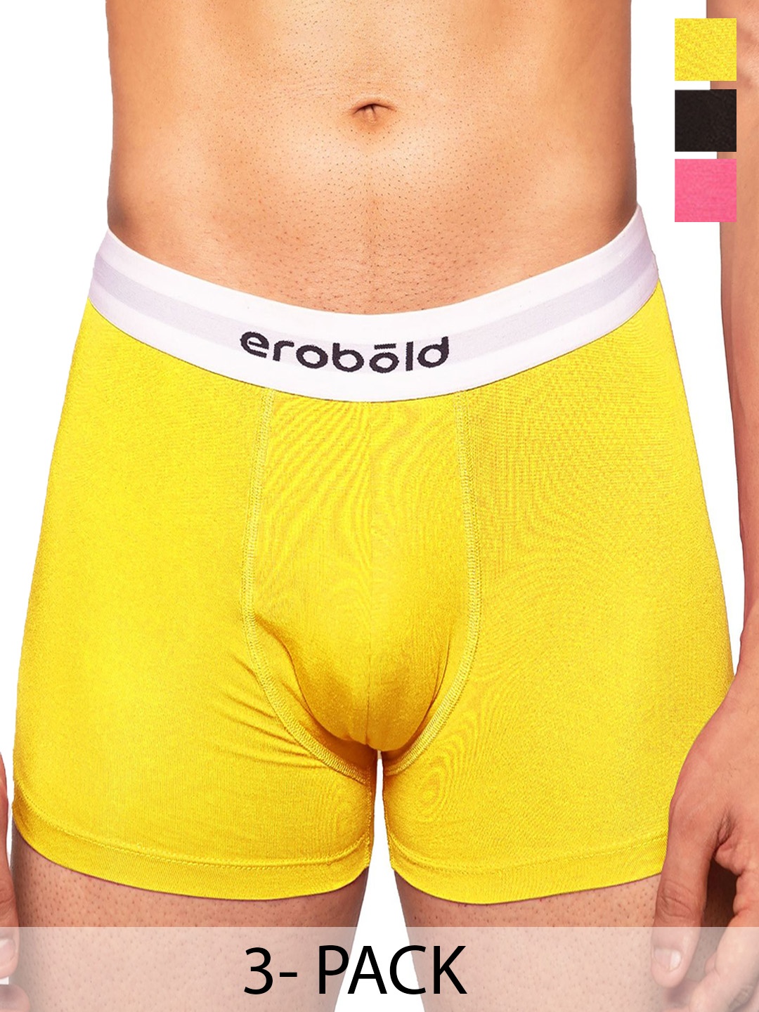 

EROBOLD Men Pack Of 3 Trunks MTRC3-CL1BPY1MX1, Black
