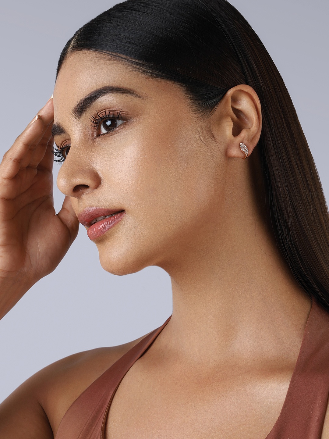

Kushal's Fashion Jewellery Rose Gold Plated Contemporary Half Hoop Earrings