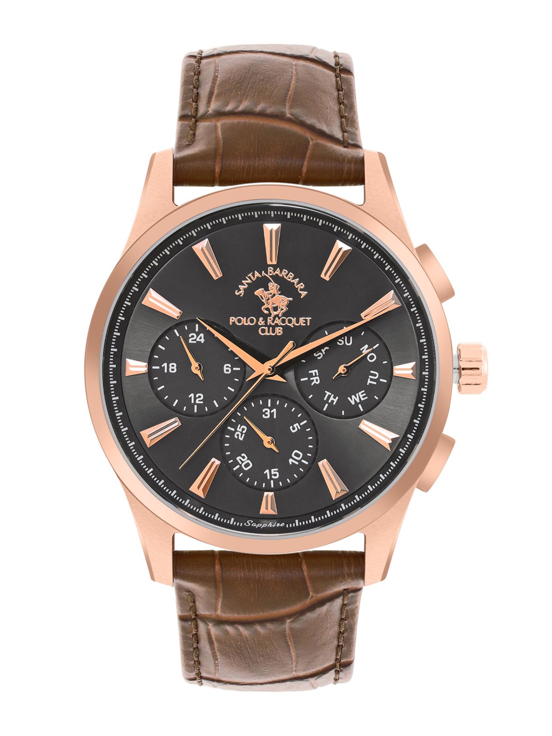 

SANTA BARBARA POLO & RACQUET CLUB Men Dial & Leather Textured Straps Analogue Watch SB.1.10543-5, Brown