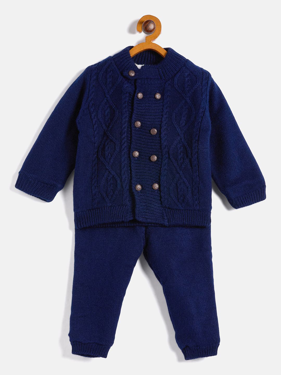 

JWAAQ Kids Unisex Self Design Round Neck Sweatshirt With Joggers, Navy blue
