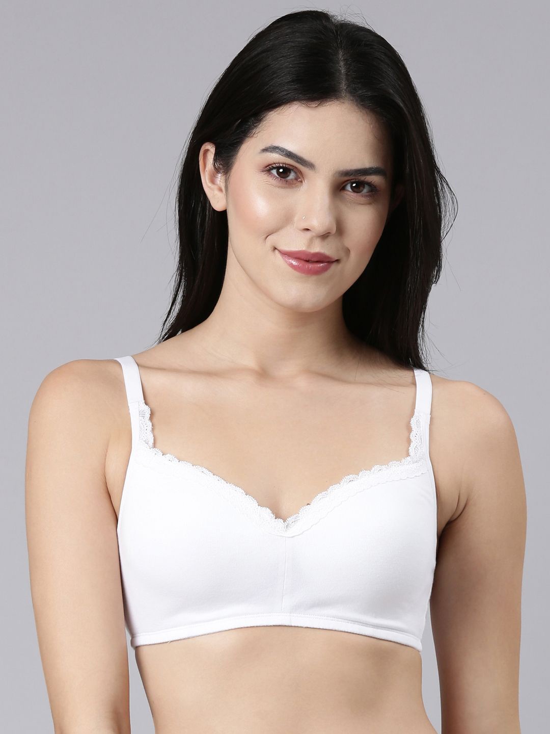 

Enamor Padded Wirefree High Coverage Smoothening Balconette T-Shirt Bra A017, White