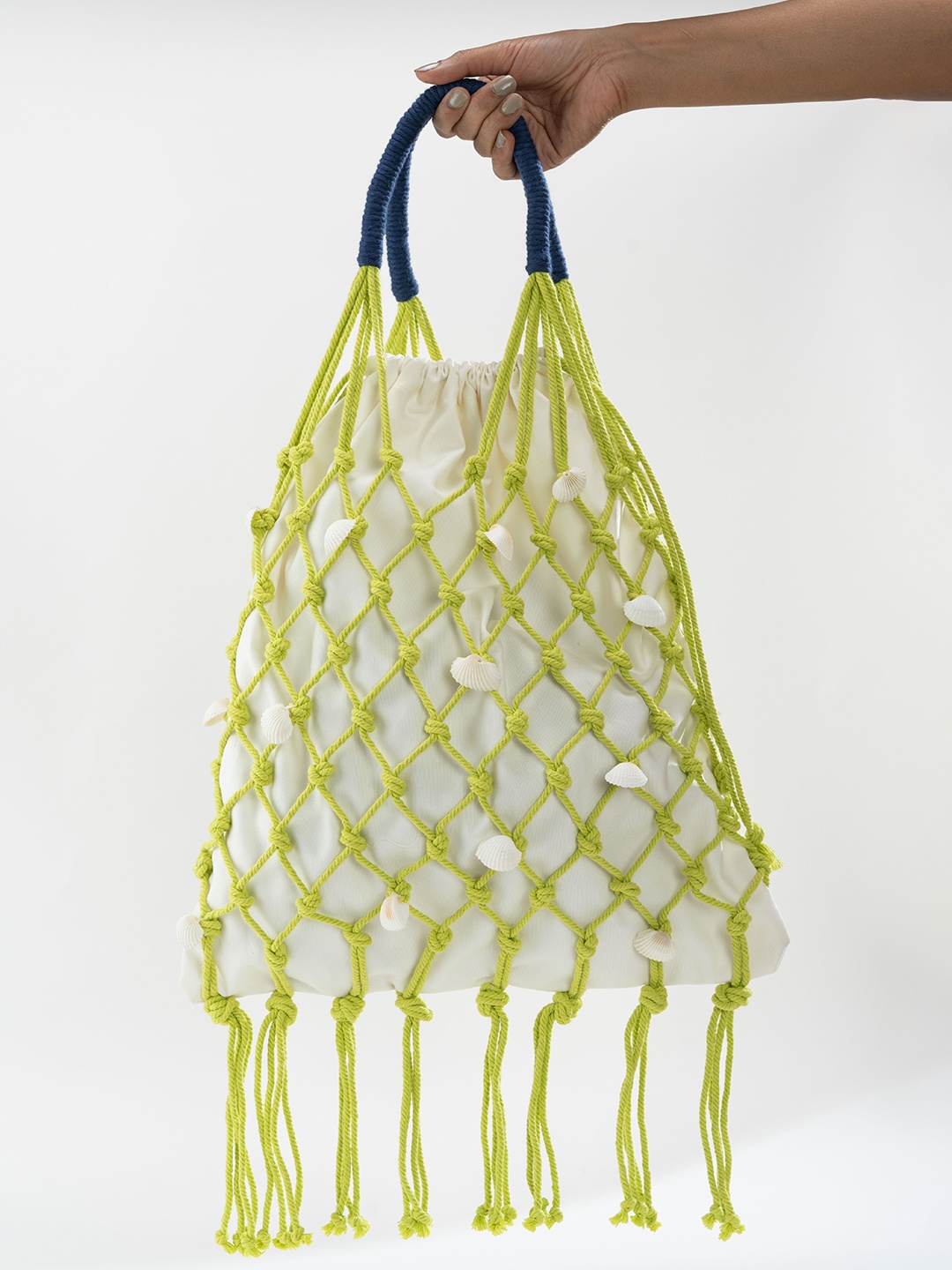 

Terra Living Self Design Shopper Hobo Bag with Fringed, Green