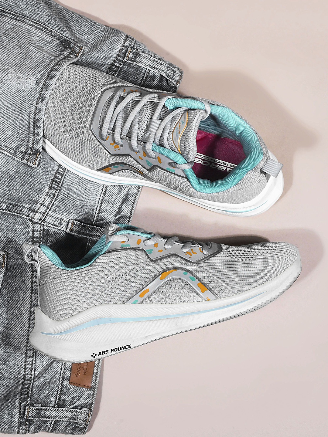 

ABROS KIARA Women Mesh Lace-Up Running Shoes, Grey
