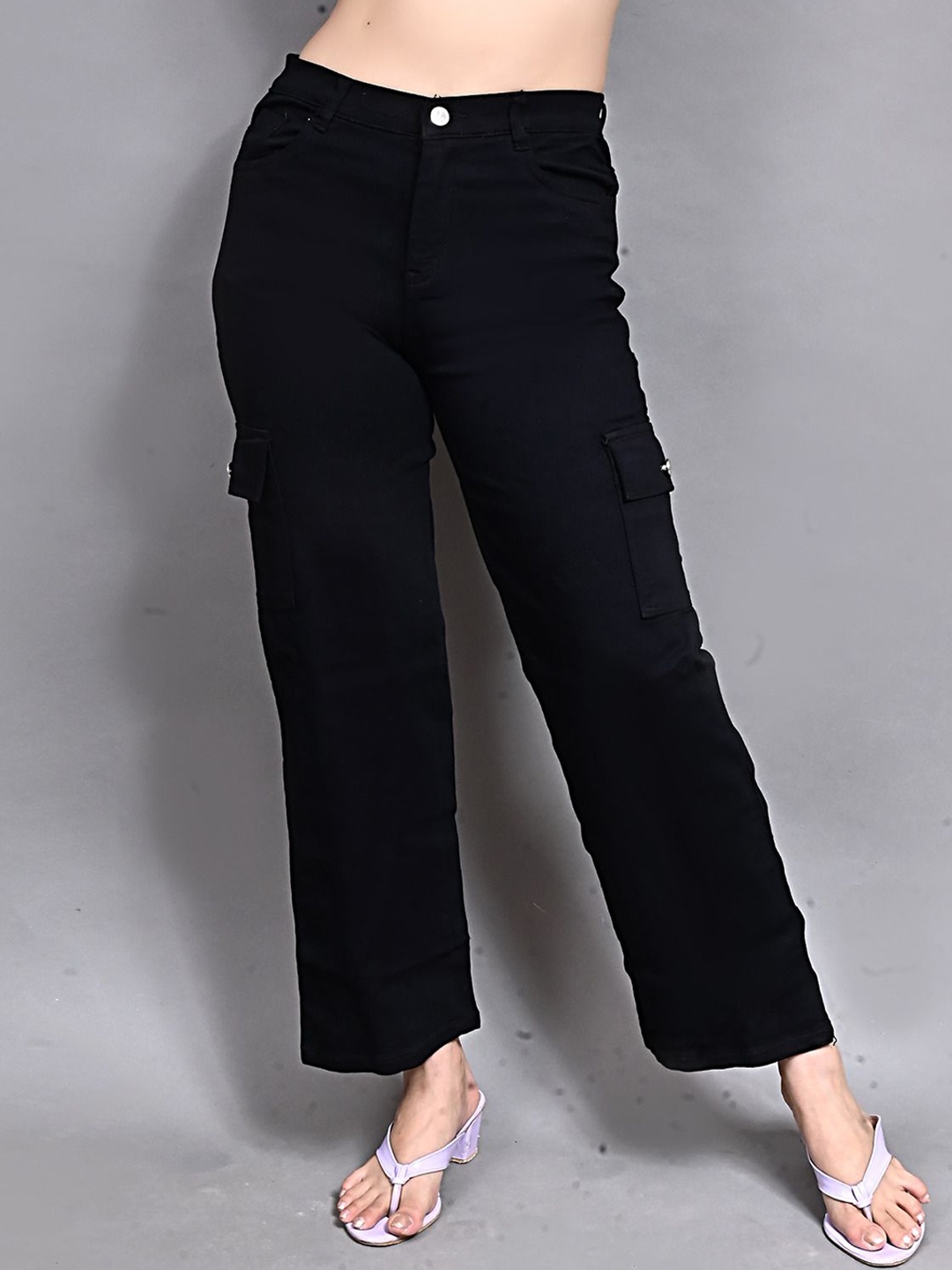 

Perfect Outlet Women Wide Leg High-Rise Stretchable Jeans, Black