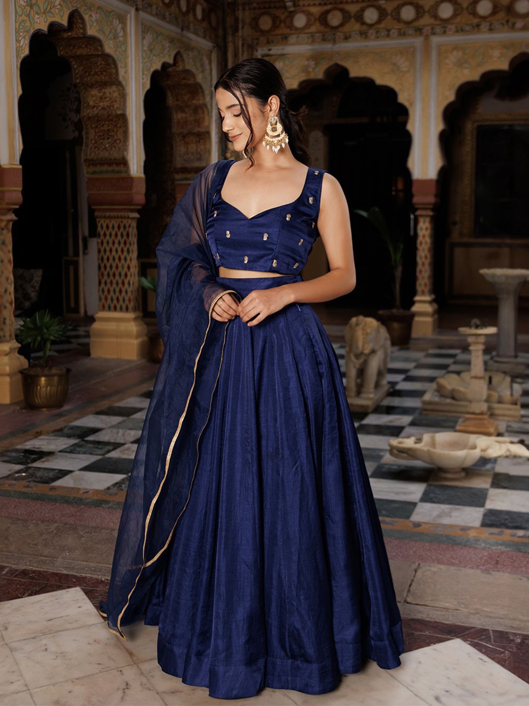 

Ragavi Embroidered Ready to Wear Lehenga & Blouse With Dupatta, Blue