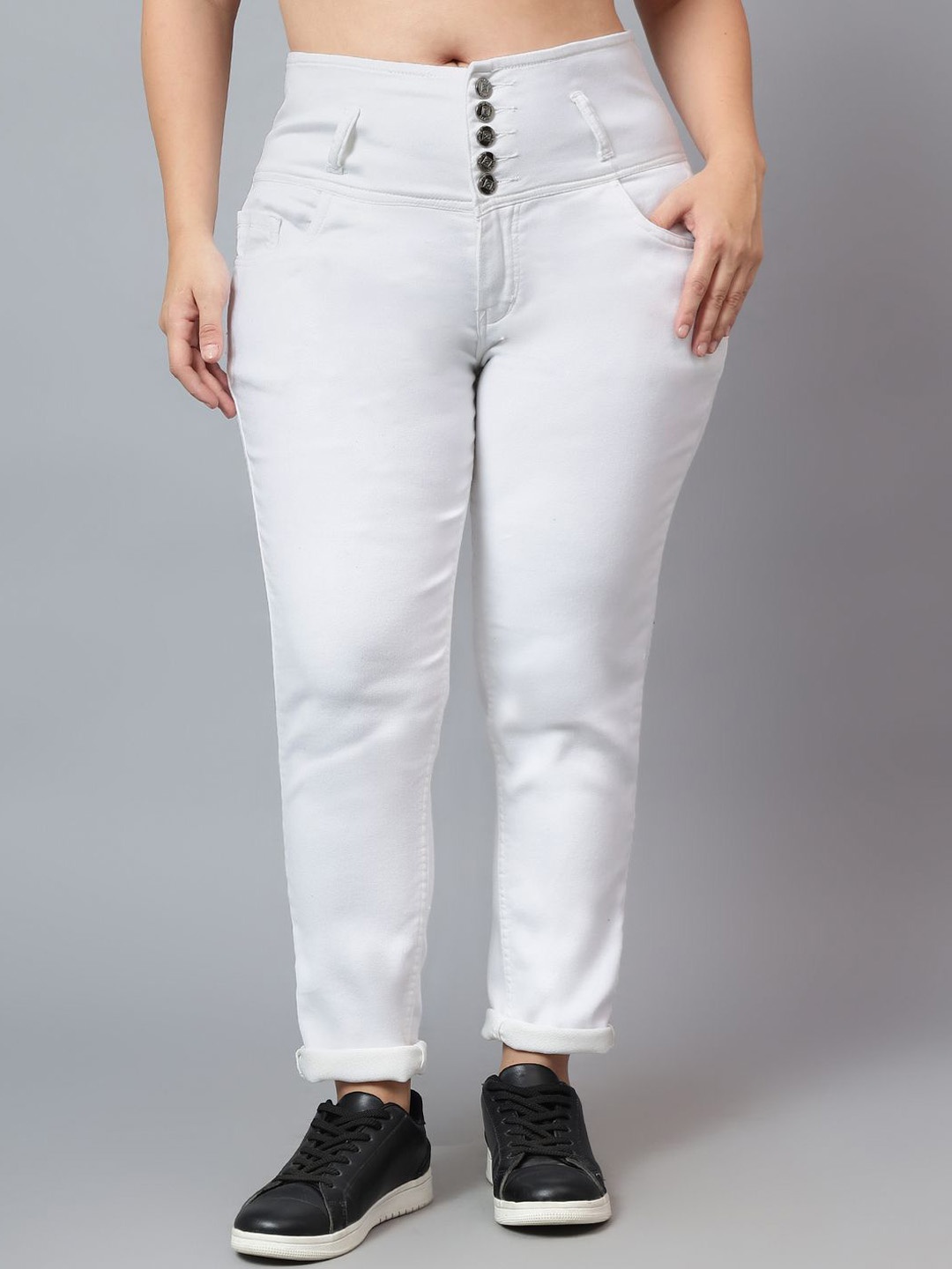 

Nifty Plus Size Women Skinny Fit High-Rise Stretchable Jeans, White