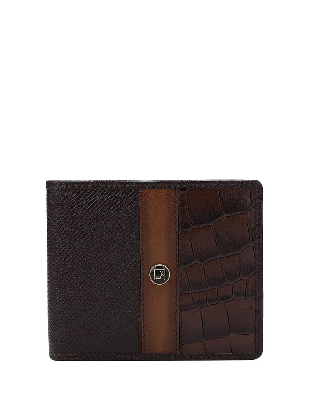 

Da Milano Men Textured Leather Two Fold Wallet, Brown