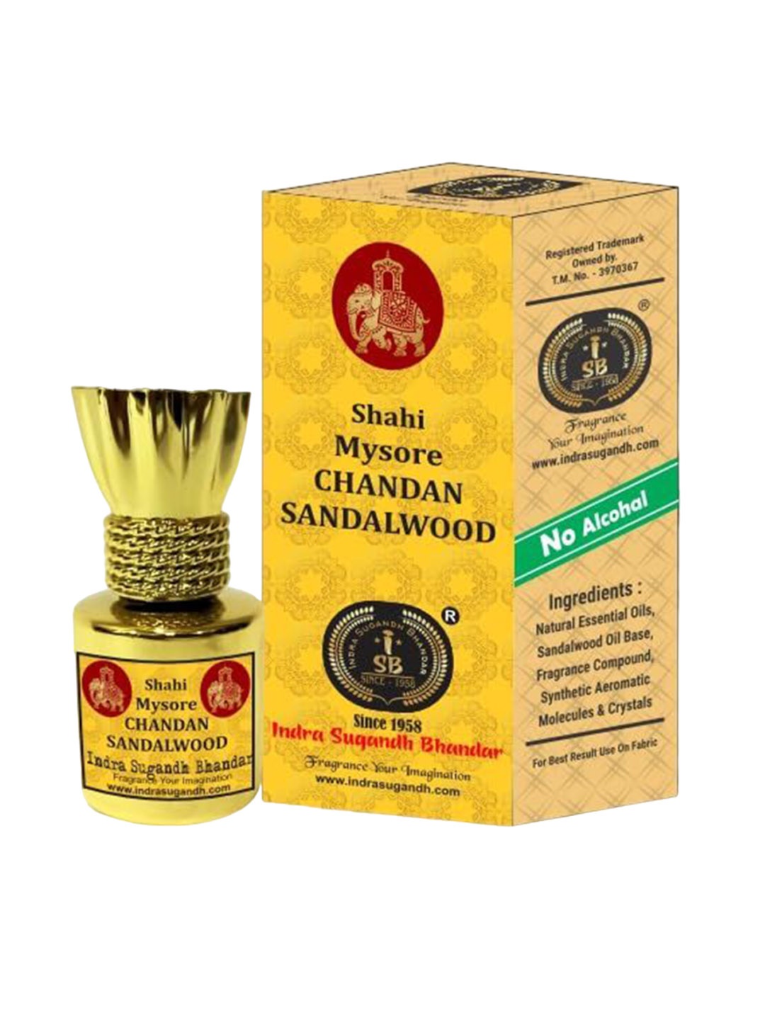 

INDRA SUGANDH BHANDAR Shahi Mysore Chandan Attar Roll-On - 10ml, Gold