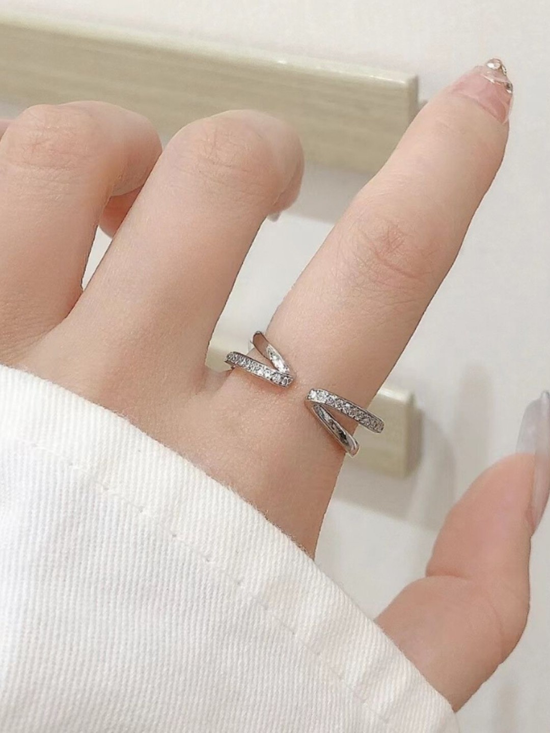 

SALTY Silver-Plated Stone Studded Finger Ring