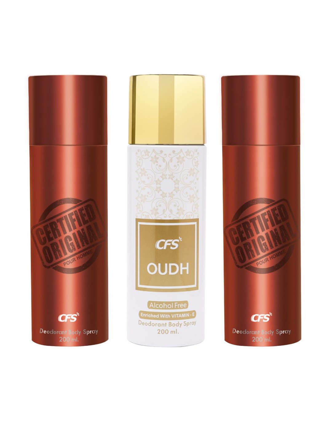 

CFS Certified Original Oudh Set Of 3 Last Longer Deodorants-200ml Each, Brown