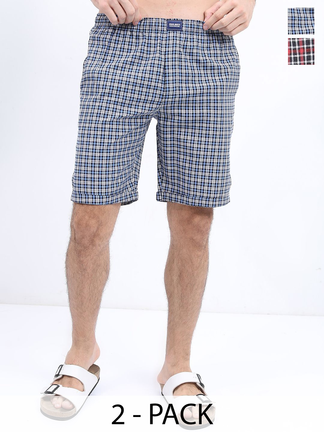 

HIGHLANDER Men Checked Technology Shorts, Blue