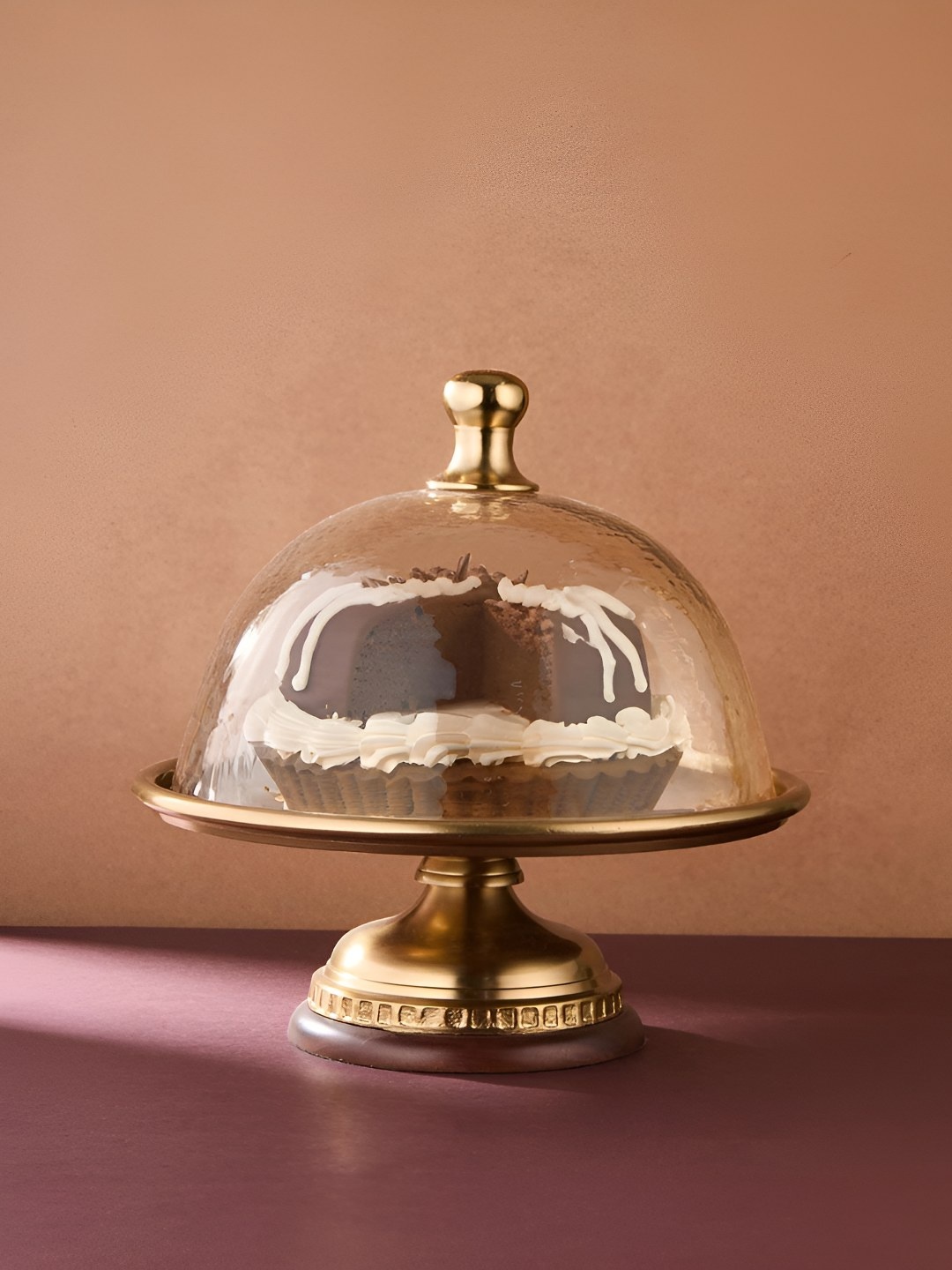 

Fabindia 2Pcs Glass Cake Stand, Bronze