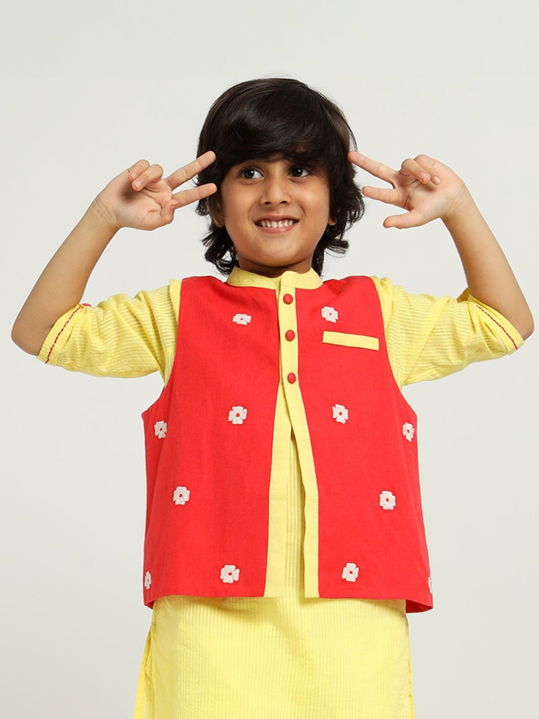 

Somersault Printed Pure Cotton Nehru Jacket, Red