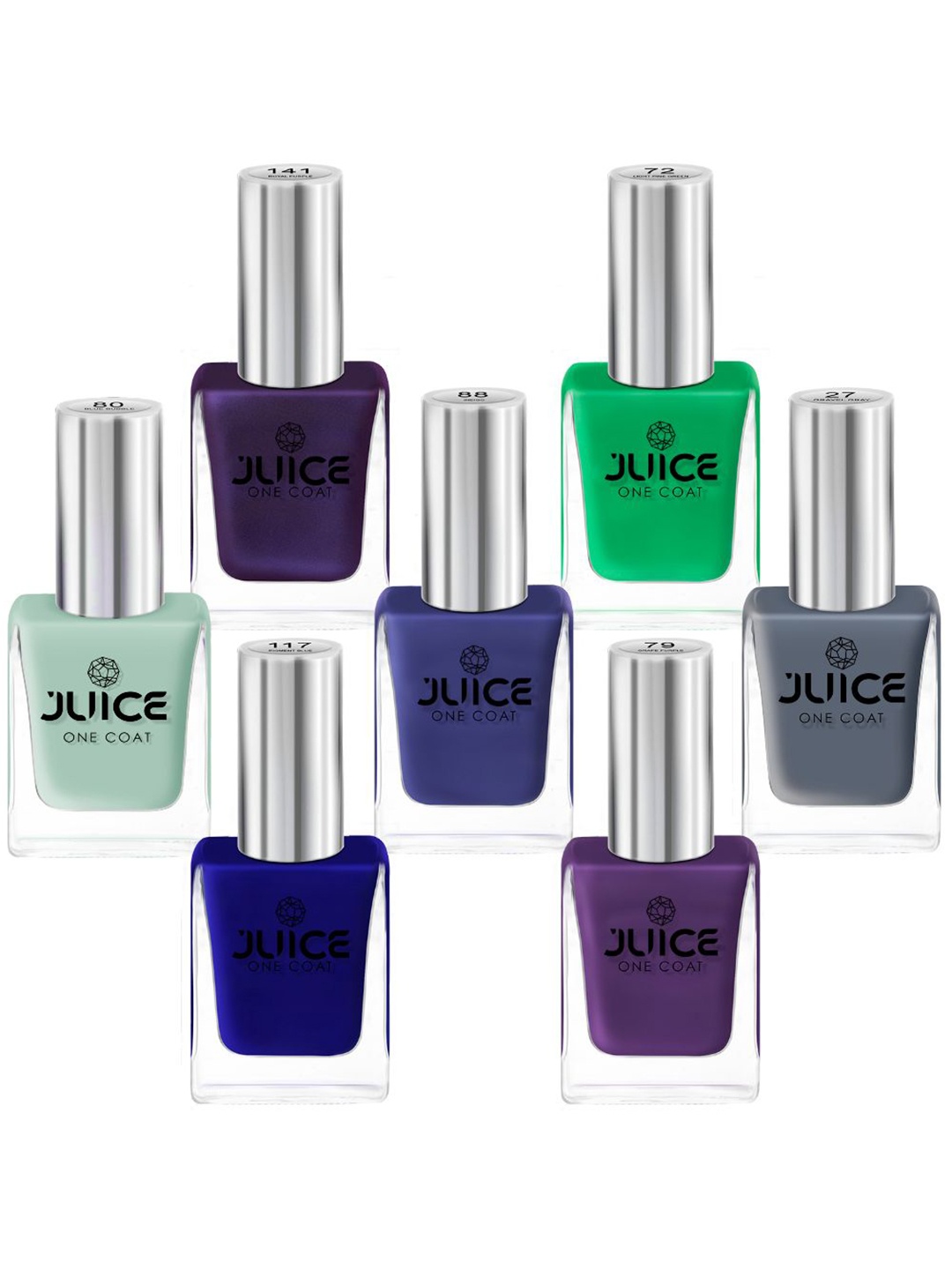 

JUICE Set Of 7 One Coat Long-Lasting Nail Polish - 11ml Each, Multi