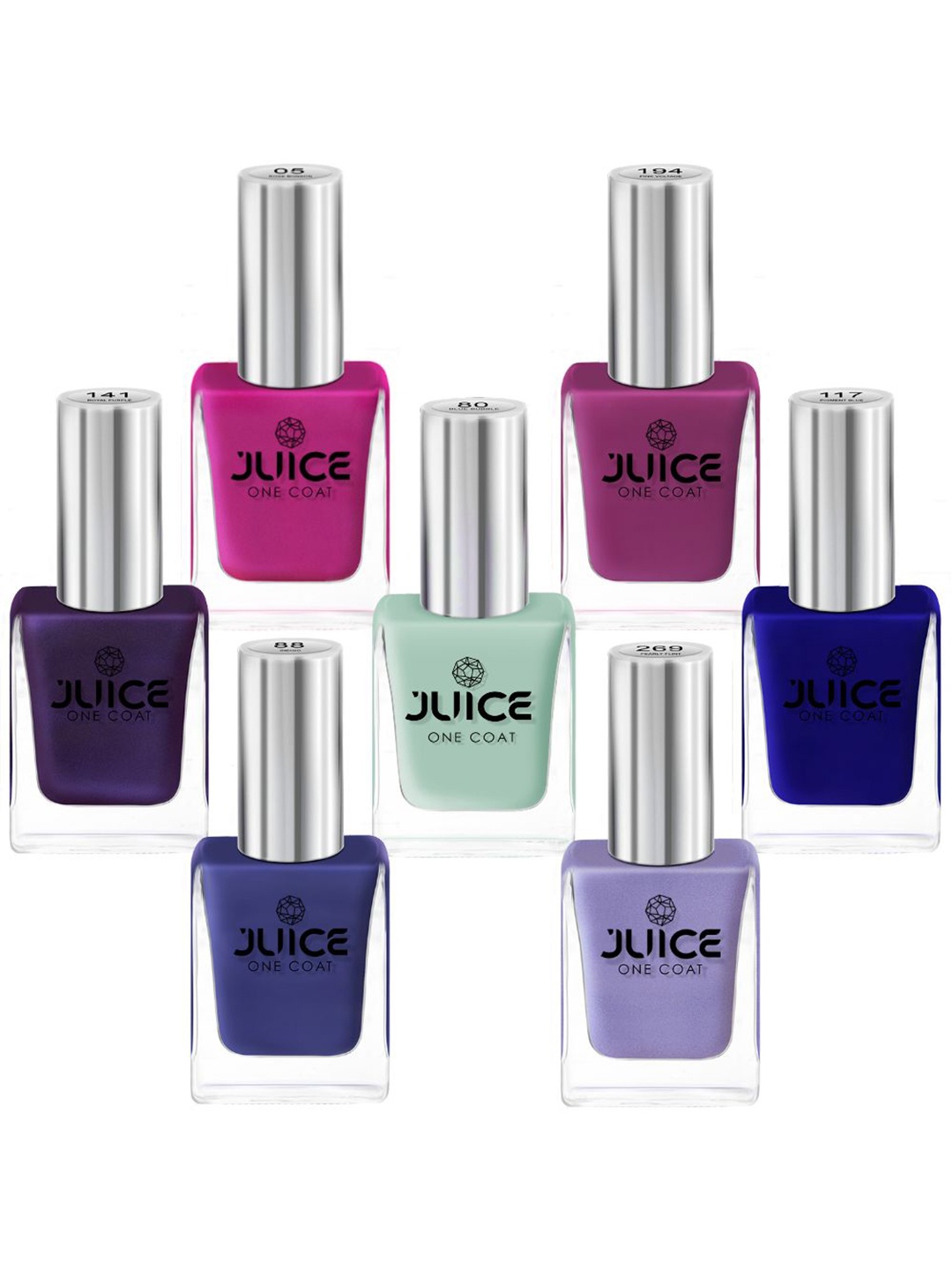 

JUICE Set Of 7 One Coat Long-Lasting Nail Polish - 11ml Each, Multi