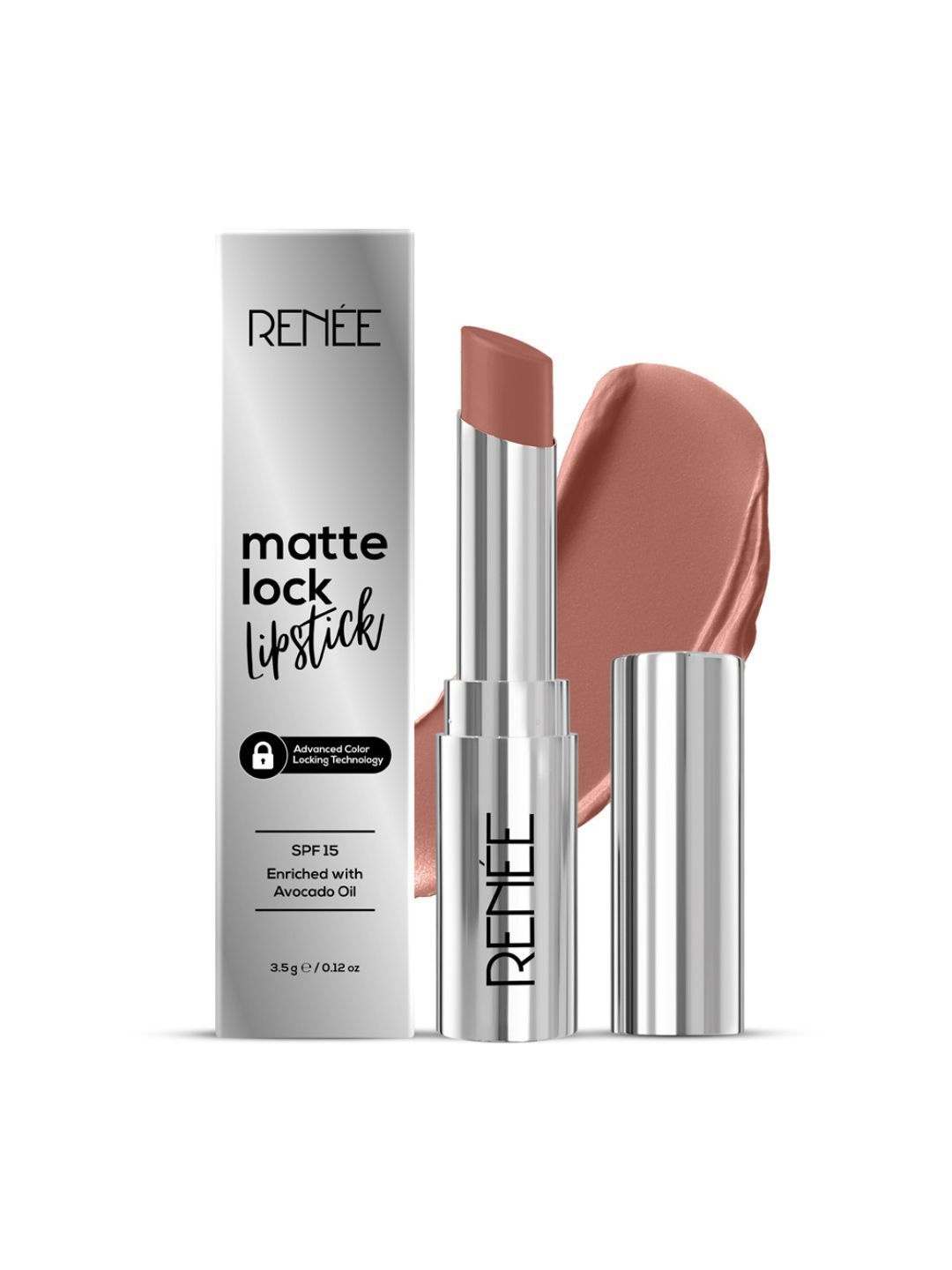 

Renee Matte Lock Avocado Oil SPF 15 Lipstick With Beta Carotene & Vitamin E 3.5g - Jazz, Brown