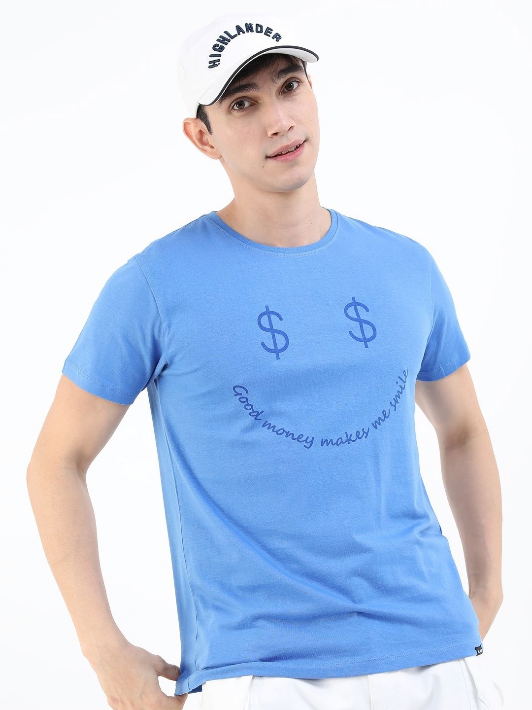 

HIGHLANDER Men Typography Slim Fit T-shirt, Blue