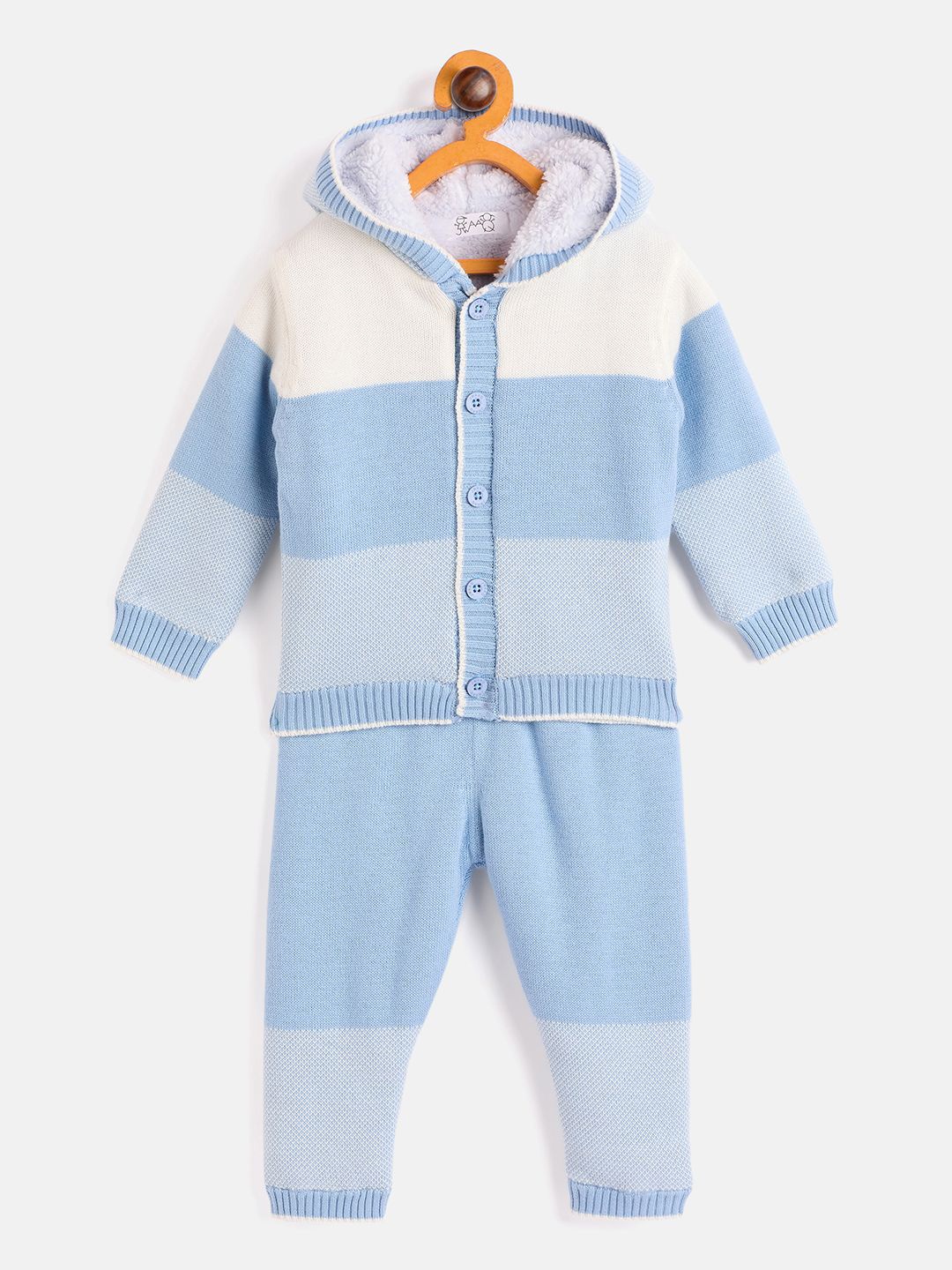 

JWAAQ Kids Unisex Colourblocked Hooded Sweatshirt With Joggers, Blue
