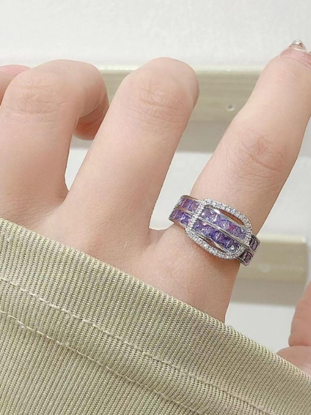 

SALTY Cherish Crystals Studded Adjustable Finger Ring, Silver