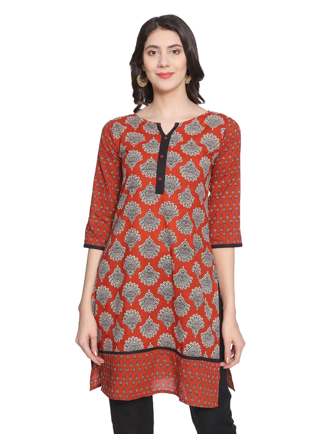 

Anouk Ethnic Motifs Printed Pure Cotton Kurti, Maroon