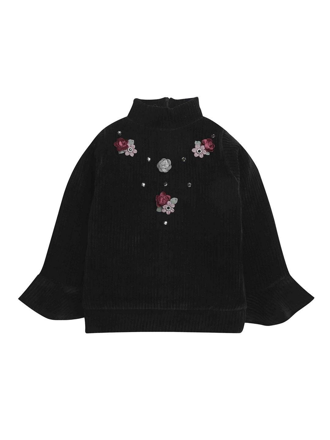 

Tiny Girl Girls Floral Printed High Neck Top, Black