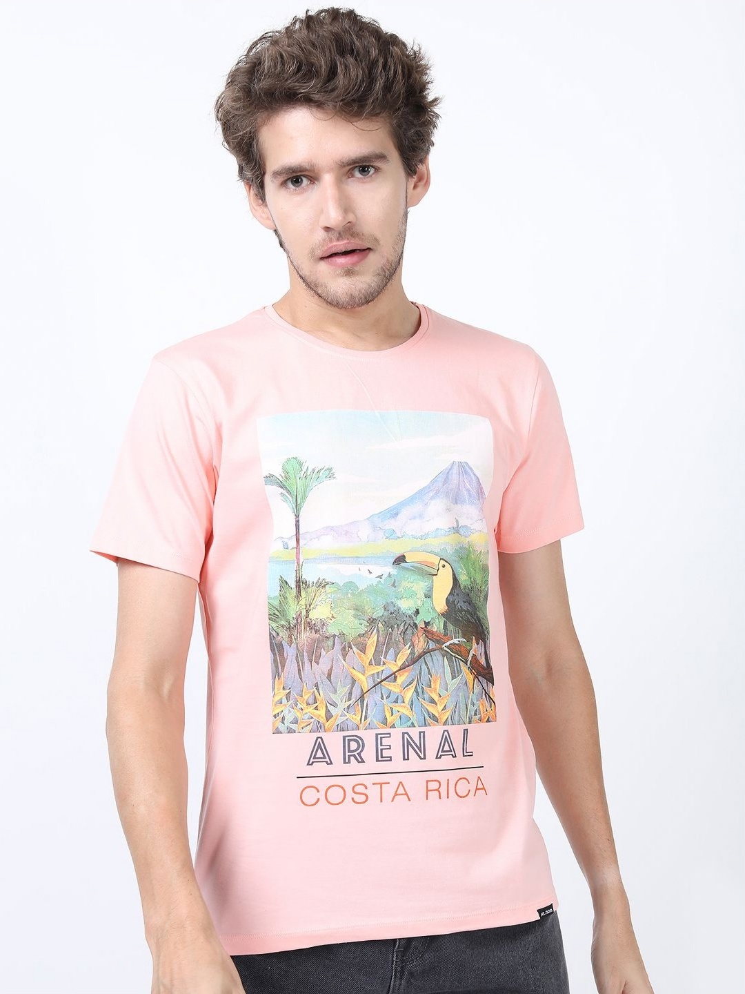 

HIGHLANDER Men Printed Applique Slim Fit T-shirt, Pink