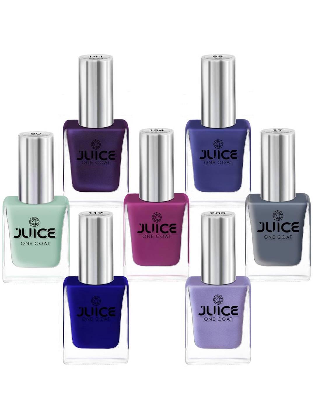 

JUICE Set Of 7 One Coat Long-Lasting Nail Polish - 11ml Each, Multi