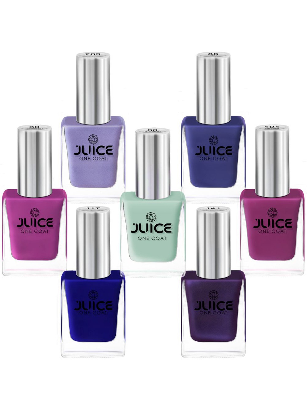 

JUICE Set Of 7 One Coat Long-Lasting Nail Polish - 11ml Each, Multi