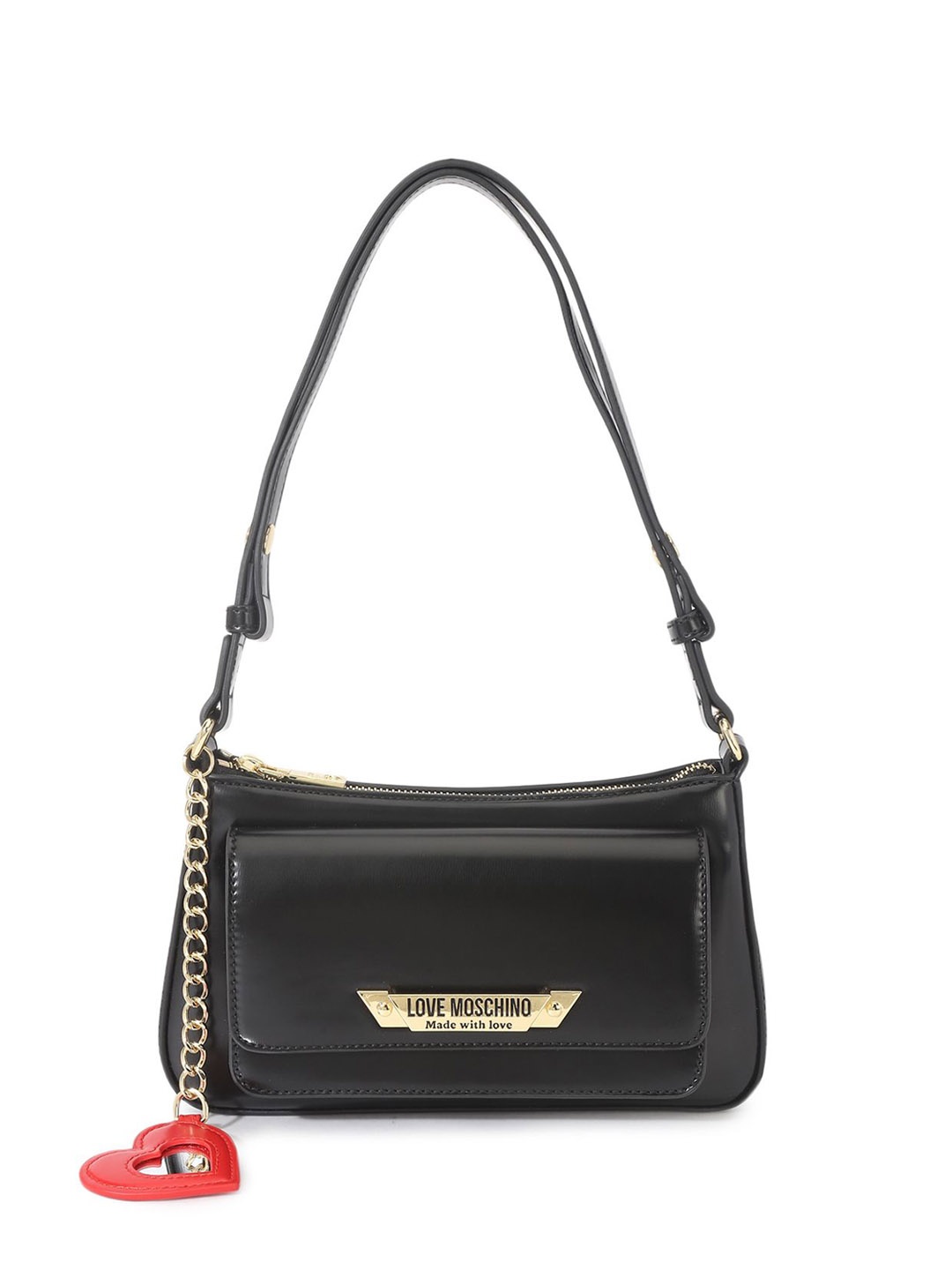 

LOVE MOSCHINO PU Structured Sling Bag with Tasselled, Black