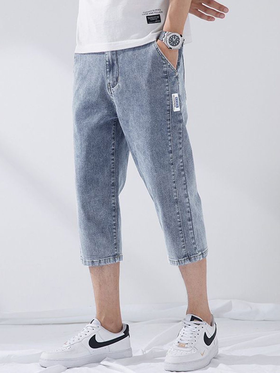 

StyleCast Men Washed Denim Shorts, Blue
