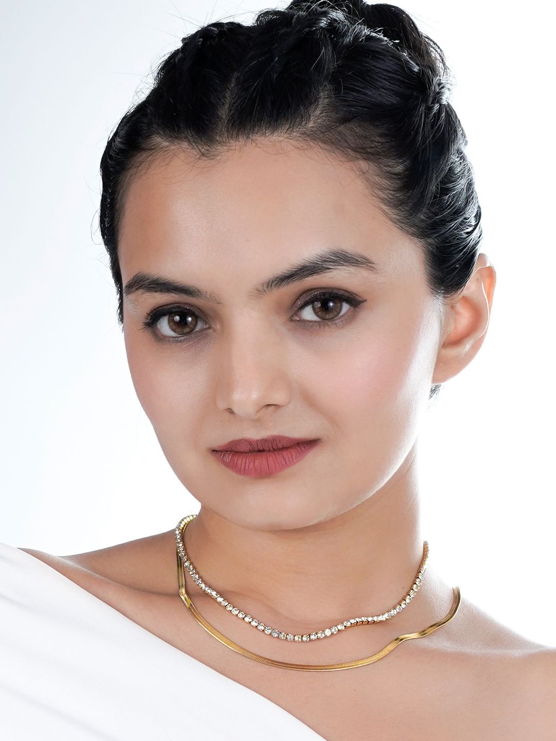 

SWASHAA Gold Plated Cubic Zirconia Stainless Steel Necklace