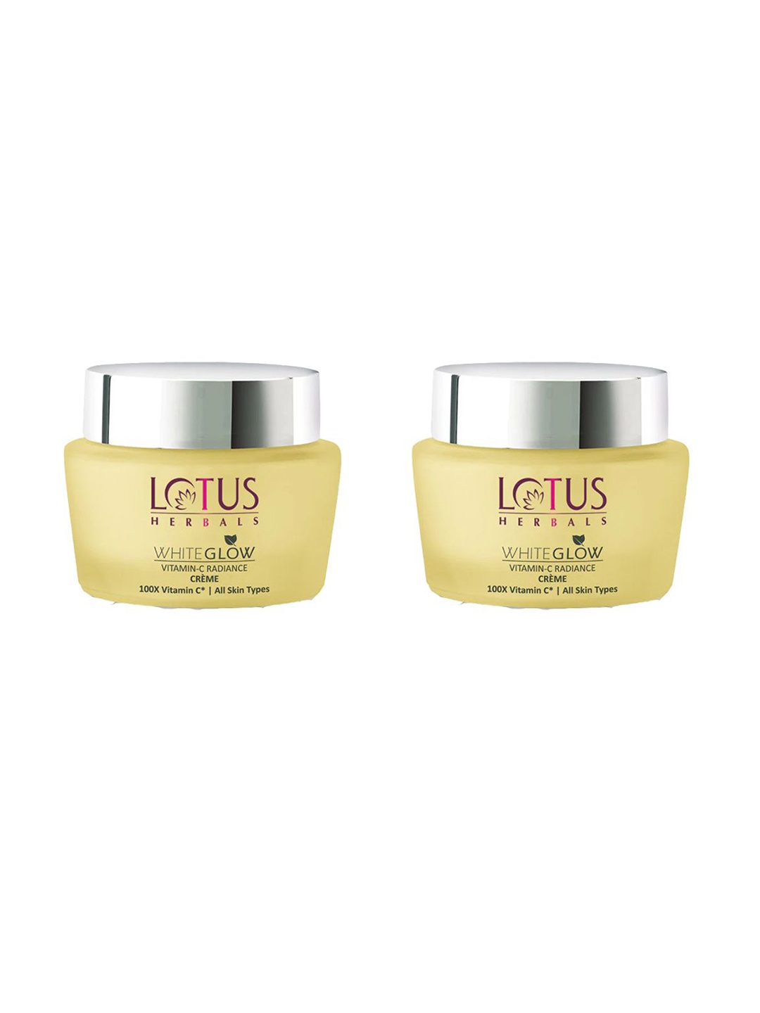 

Lotus Herbals Set Of 2 SPF20 Whiteglow 100x Vitamin C Radiance Cream- 50g Each, Yellow