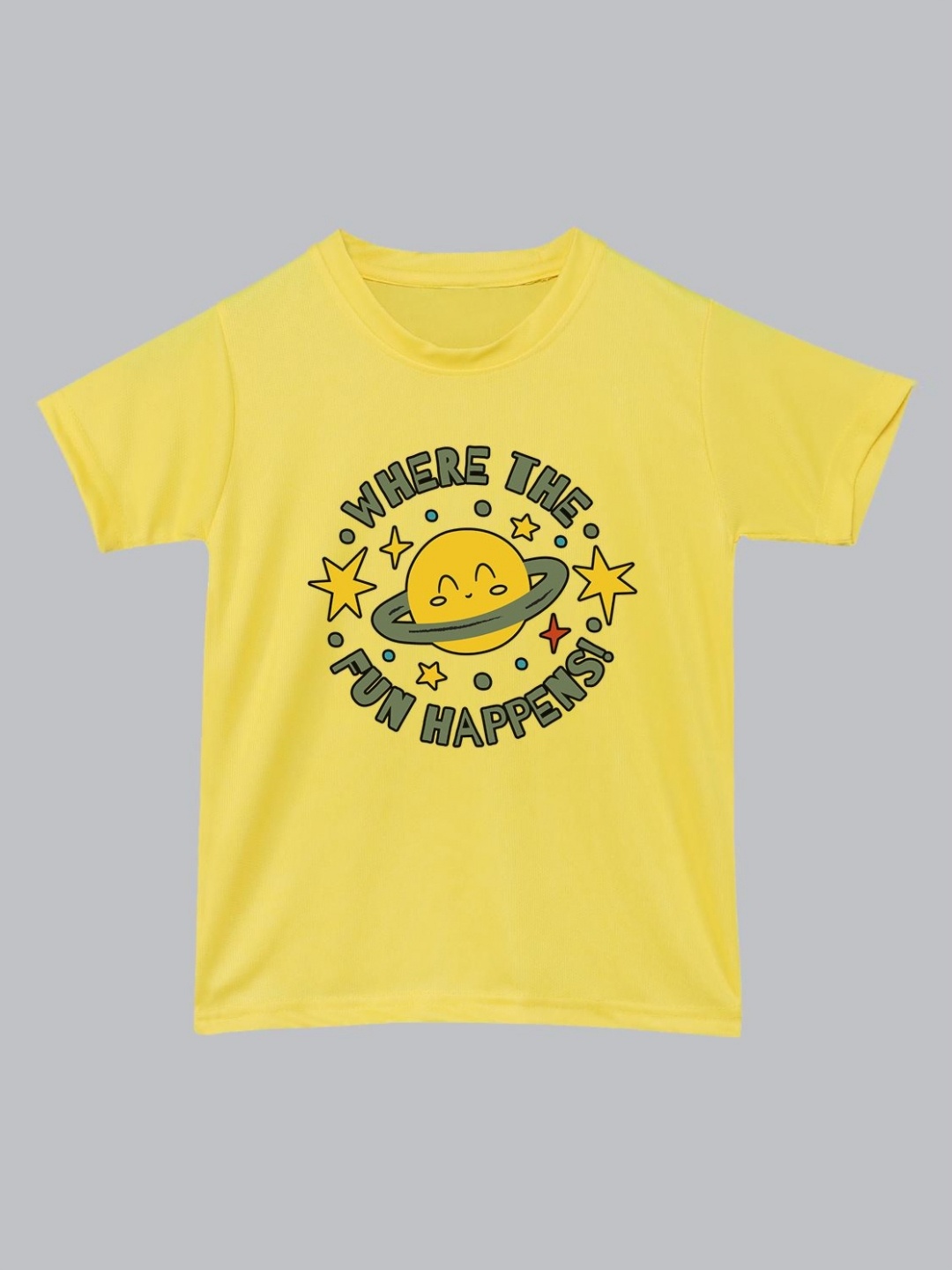 

BAESD Unisex Kids Graphic Printed Round Neck T-Shirt, Yellow